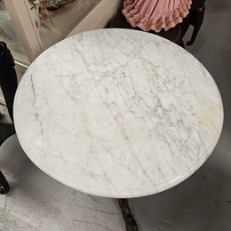 Victorian Marble Top & Carved Walnut Base Occasional Table