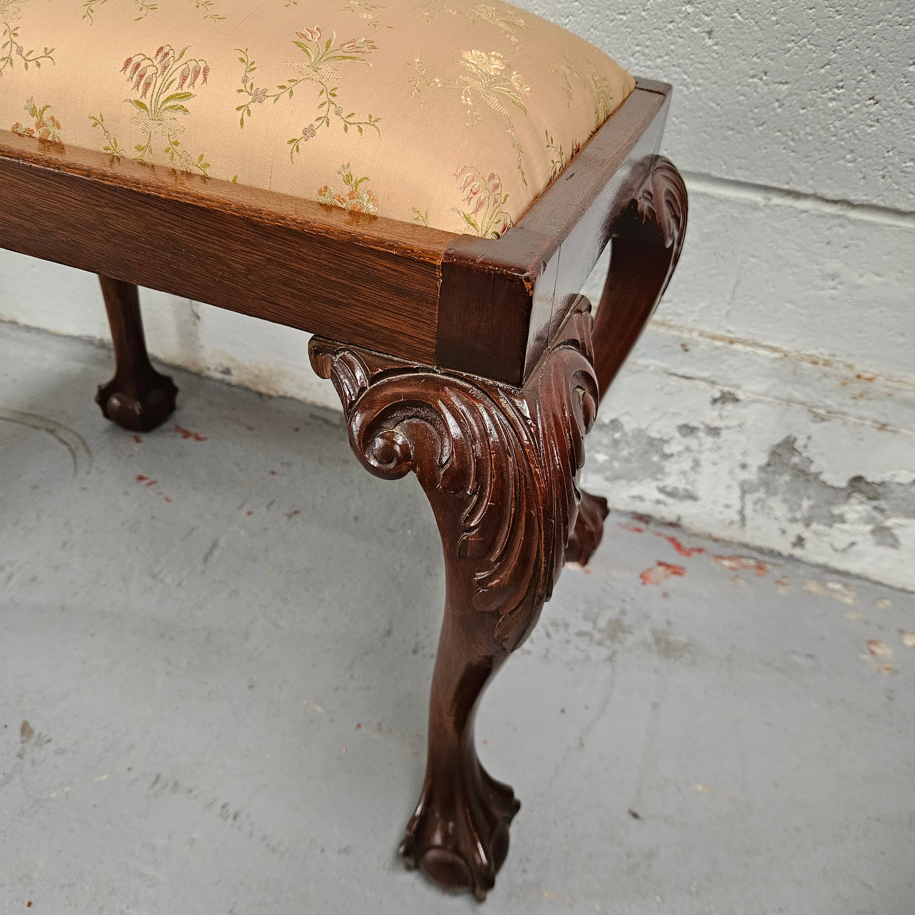 Vintage Chippendale Style Upholstered Stool | Antique & Vintage | Moonee Ponds Antiques | Australia Wide