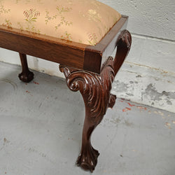 Vintage Chippendale Style Upholstered Stool | Antique & Vintage | Moonee Ponds Antiques | Australia Wide Delivery