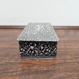 Victorian Silver Plated Filigree Decorated Trinket Box