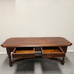 French Oak Two Drawer Coffee Table | Antique & Vintage | Moonee Ponds Antiques | Australia Wide Delivery