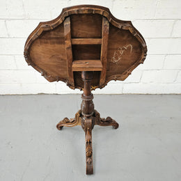 Antique Victorian Inlaid Tilt Top Occasional Table