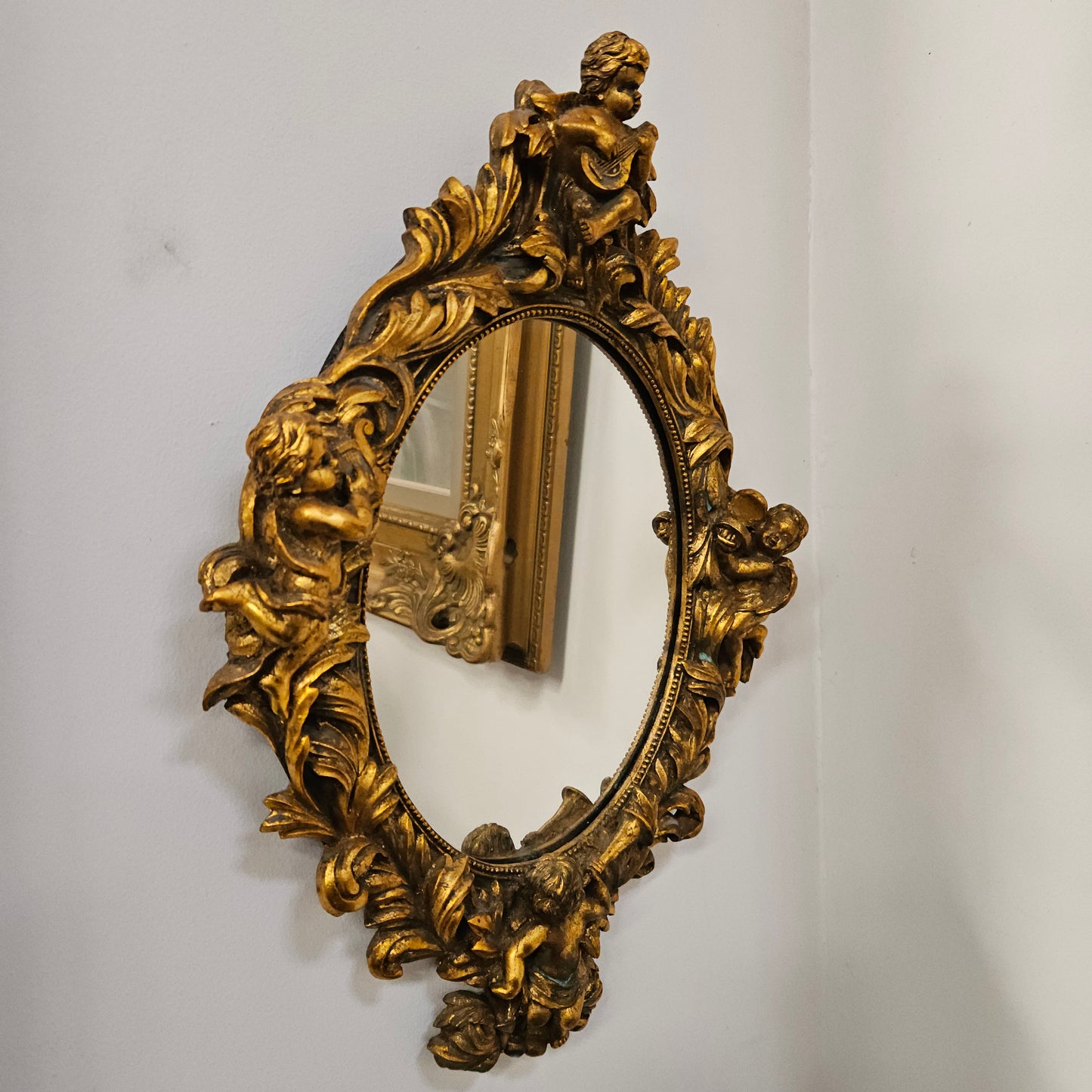 Decorative Gold Gilt Cherub Mirror