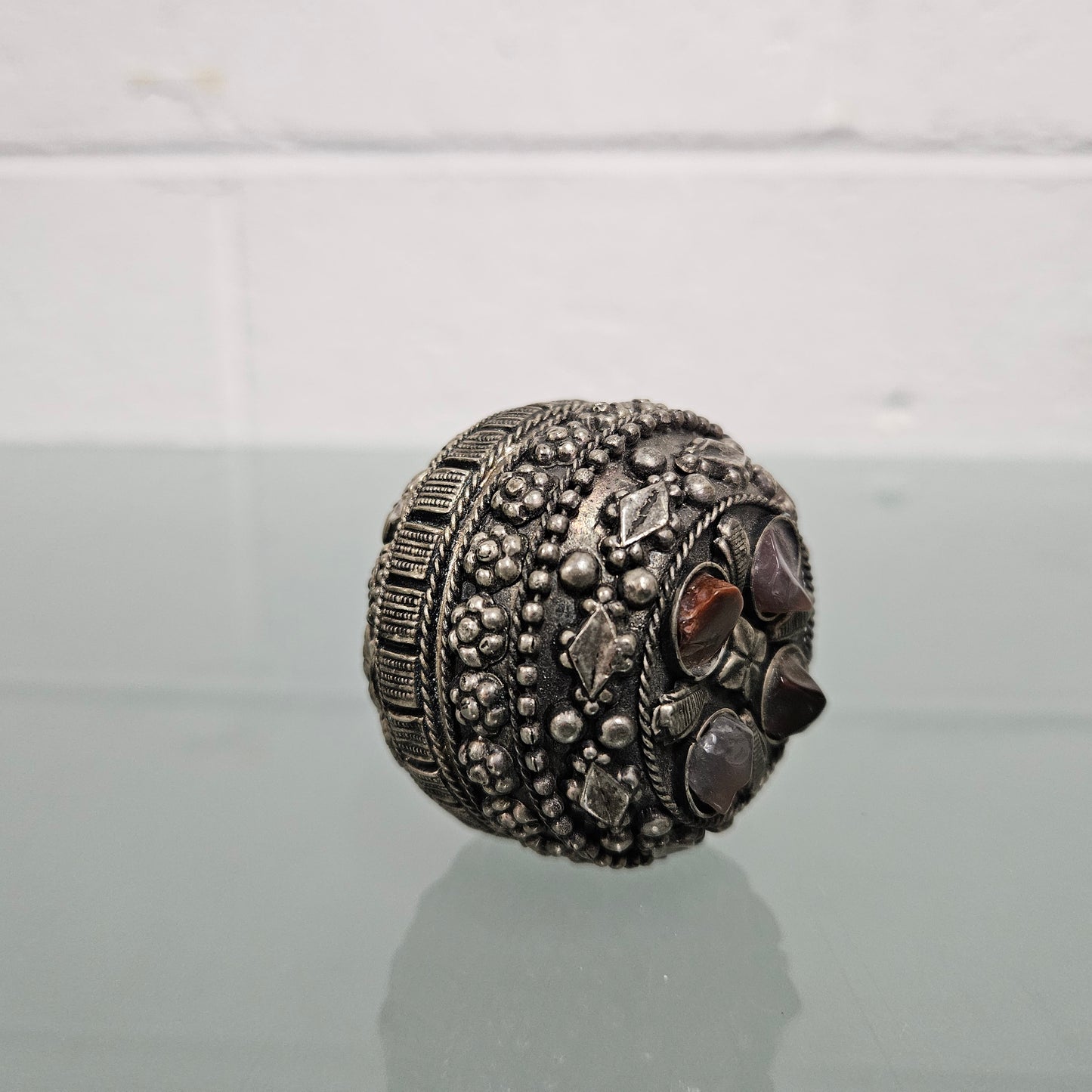 Vintage Tibetan Silver Trinket Box