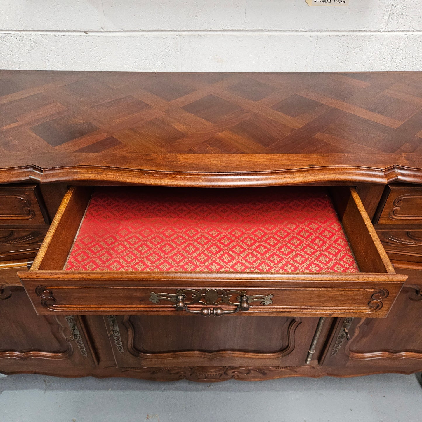 Louis XV Style Walnut Sideboard With Three Drawers & Three Doors