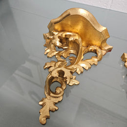 Pair Of Gilt & Wood Carved Wall Shelf Brackets