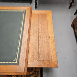 French Oak Art Deco Full Partners Desk With Leather Top | Antique & Vintage | Moonee Ponds Antiques | Australia Wide Delivery