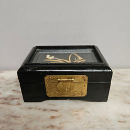 Chinese Lacquer & Brass Trinket Box