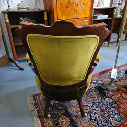 Edwardian Carved/Velvet Mahogany Armchair
