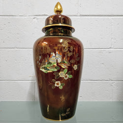 Very Large Crown Devon Hand Painted Ruby Lustre Vase | Antique & Vintage | Moonee Ponds Antiques | Australia Wide Delivery