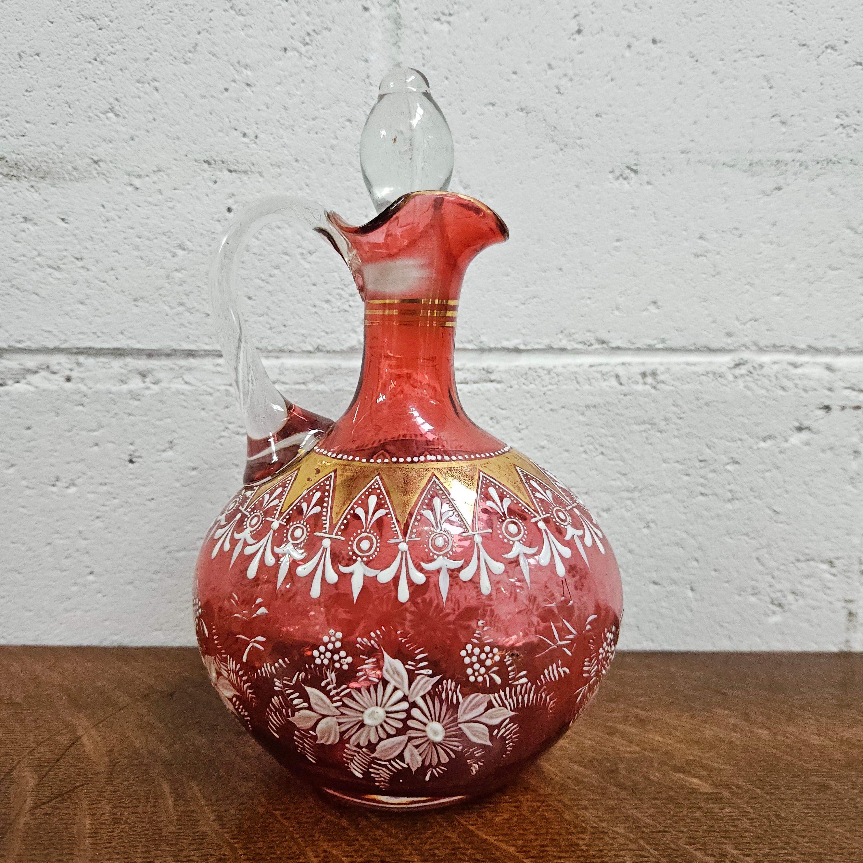 Victorian Ruby & Enamel Glass Decanter | Antique & Vintage | Moonee Ponds Antiques | Australia Wide Delivery