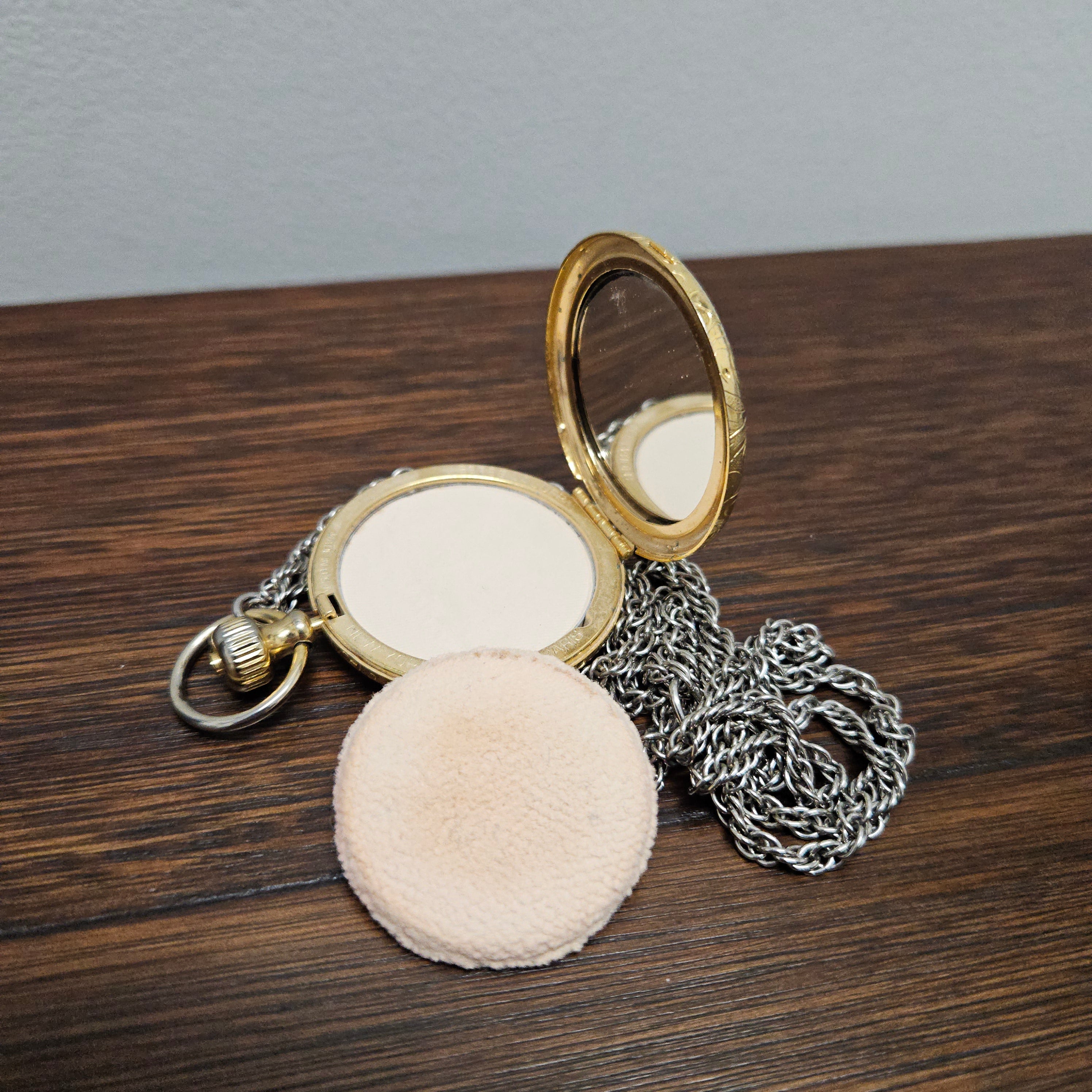 Estee Lauder Gold Tone Compact Pendant | Antique & Vintage | Moonee Ponds Antiques | Australia Wide Delivery