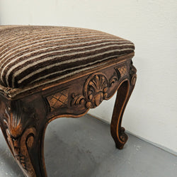 French Oak Louis XV Style Upholstered Footstooli | Antique & Vintage | Moonee Ponds Antiques | Australia Wide Delivery
