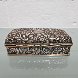 Superb English Sterling Silver Chester 1895 Jewelry / Trinket Box | Antique & Vintage | Moonee Ponds Antiques | Australia Wide Delivery