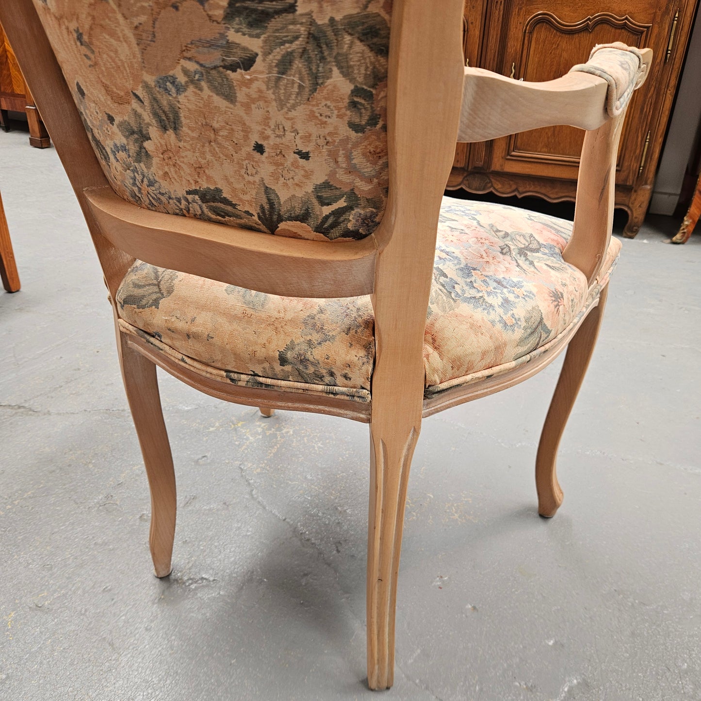Vintage Whitewash Provincial Style Armchair