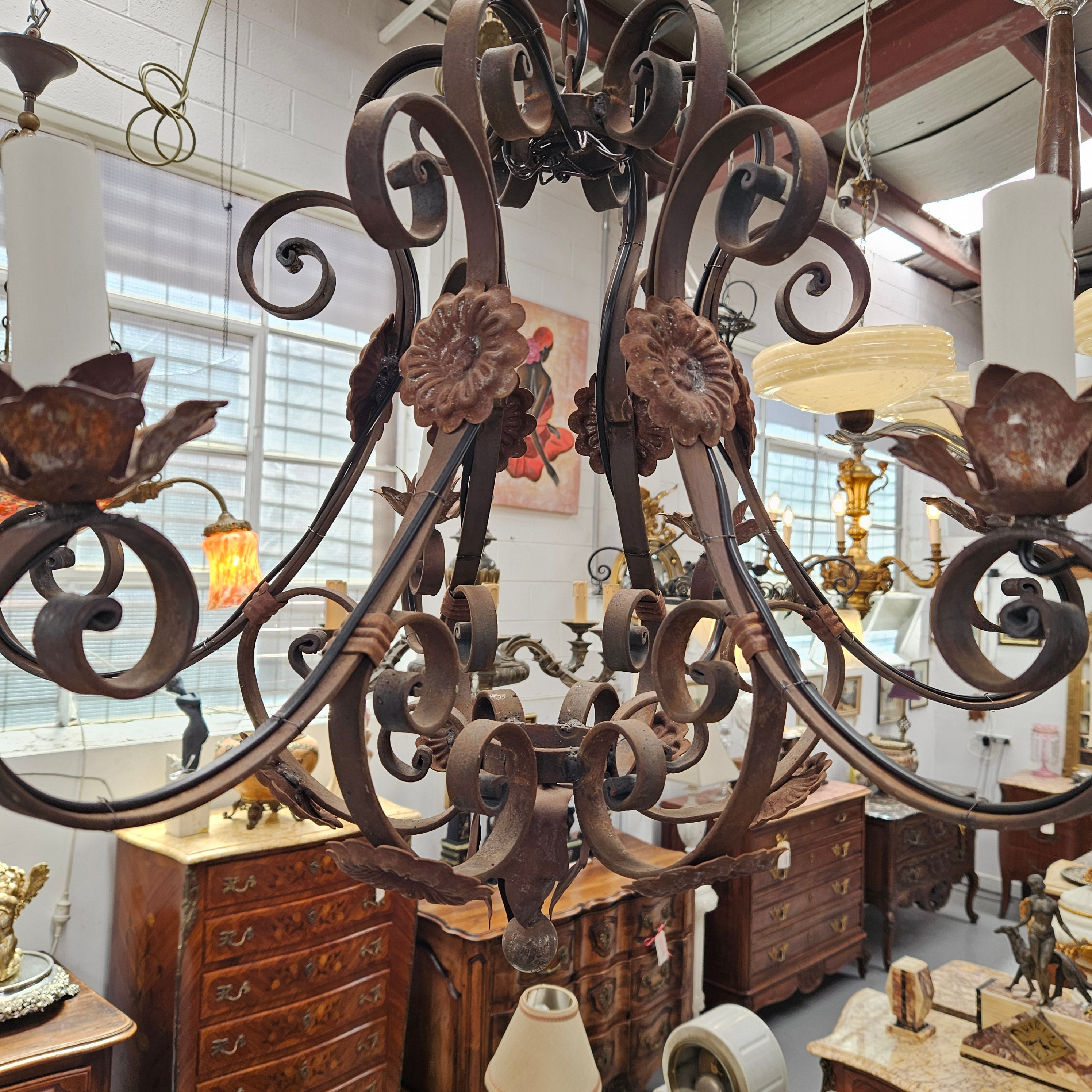 Rustic French Cast Iron Six Arm Chandelier | Antique & Vintage | Moonee Ponds Antiques | Australia Wide Delivery