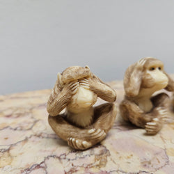 Vintage Carved 3 Wise Monkeys | Antique & Vintage | Moonee Ponds Antiques | Australia Wide Delivery
