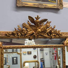 Impressive 19th Century Large French Gilt Cushion Mirror
