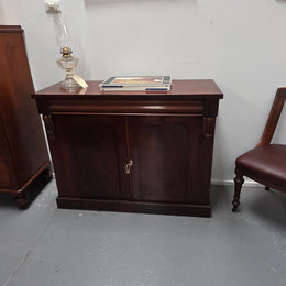 Solid Mahogany Two Door Cabinet With Drawer