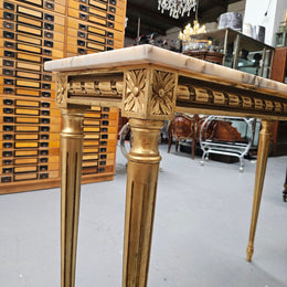 Louis XVI Style Gilt Console Table With Marble Top
