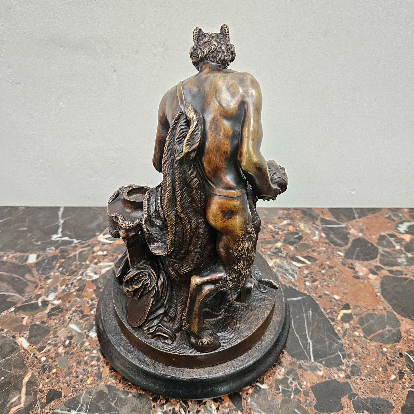 Early 19th Century Dark Brown Patinated Bronze Statue of a Nymph & Satyr After Clodion