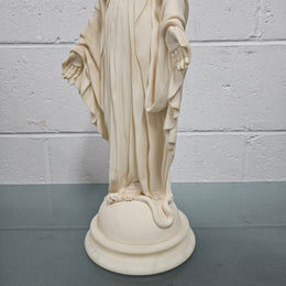Vintage Superbly Cast Faux Marble Statue Of Our Lady Of Grace