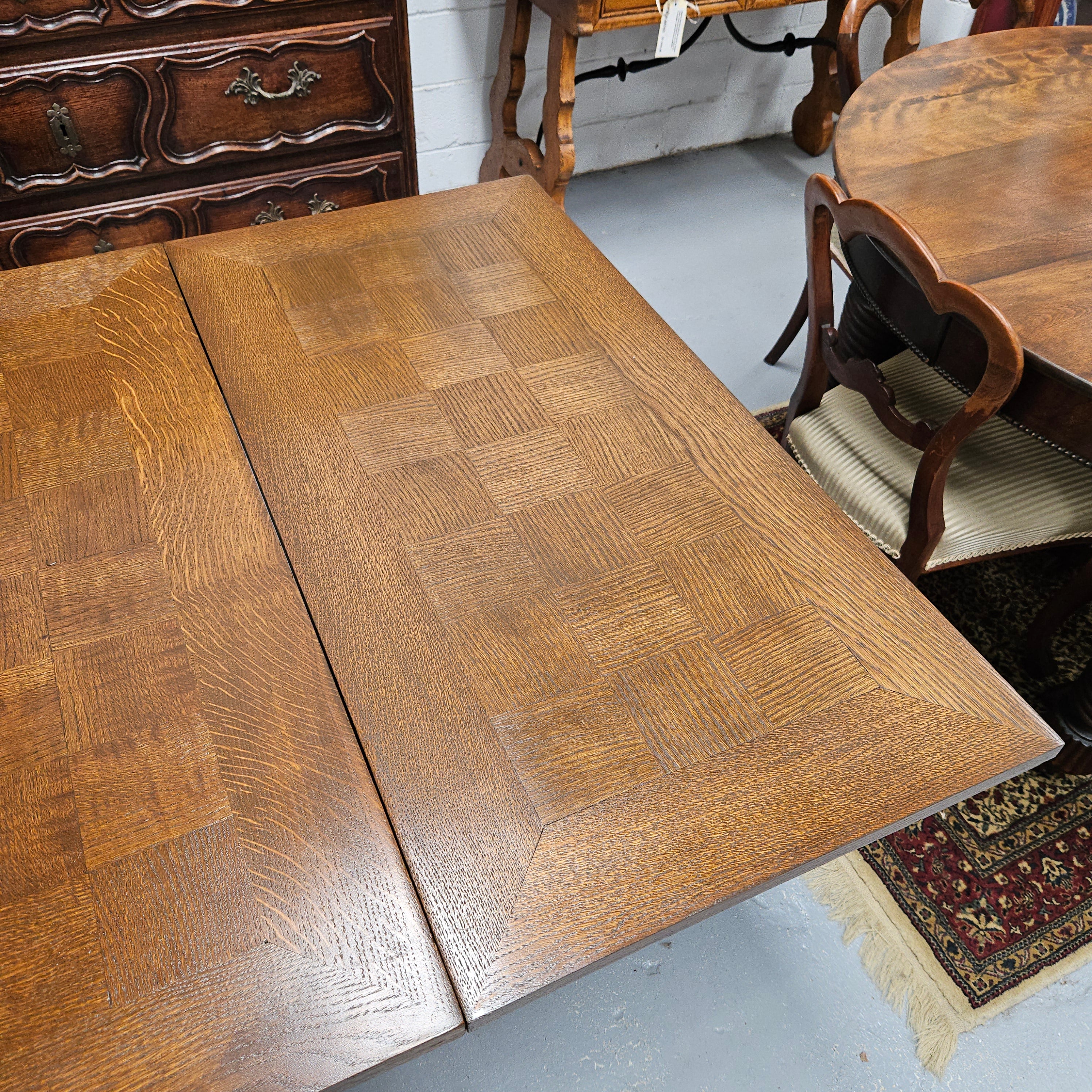 Beautiful French Oak Spanish Style Extension Dining Table | Antique & Vintage | Moonee Ponds Antiques | Australia Wide Delivery