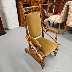 Edwardian Walnut Upholstered Rocking Chair | Antique & Vintage | Moonee Ponds Antiques | Australia Wide Delivery