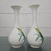 Pair Of Hand Painted Antique Milk Glass Vases Featuring Daffodils | Antique & Vintage | Moonee Ponds Antiques | Australia Wide Delivery