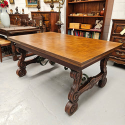 Beautiful French Oak Spanish Style Extension Dining Table | Antique & Vintage | Moonee Ponds Antiques | Australia Wide Delivery