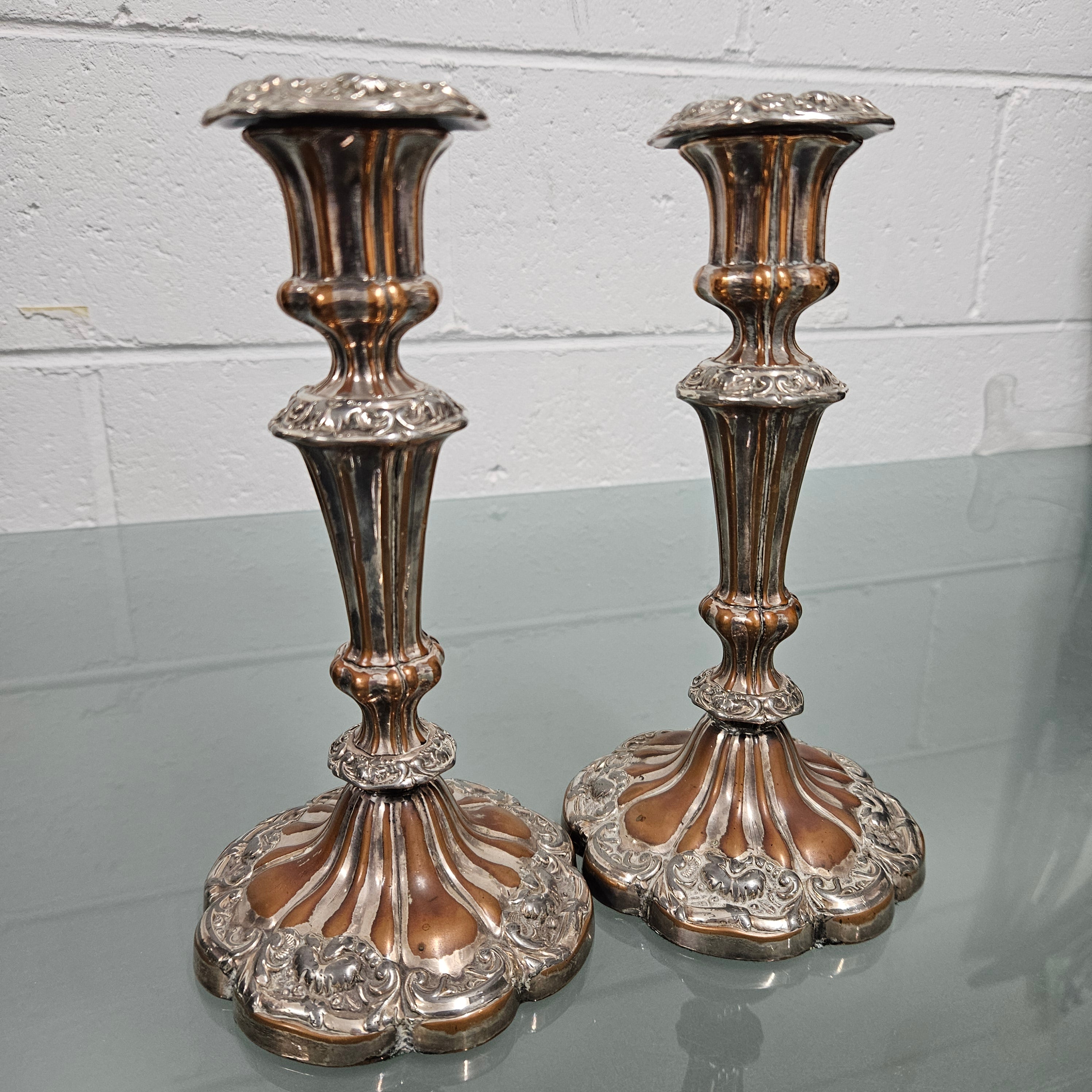 Pair of Sheffield Plate Candle Sticks | Antique & Vintage | Moonee Ponds Antiques | Australia Wide