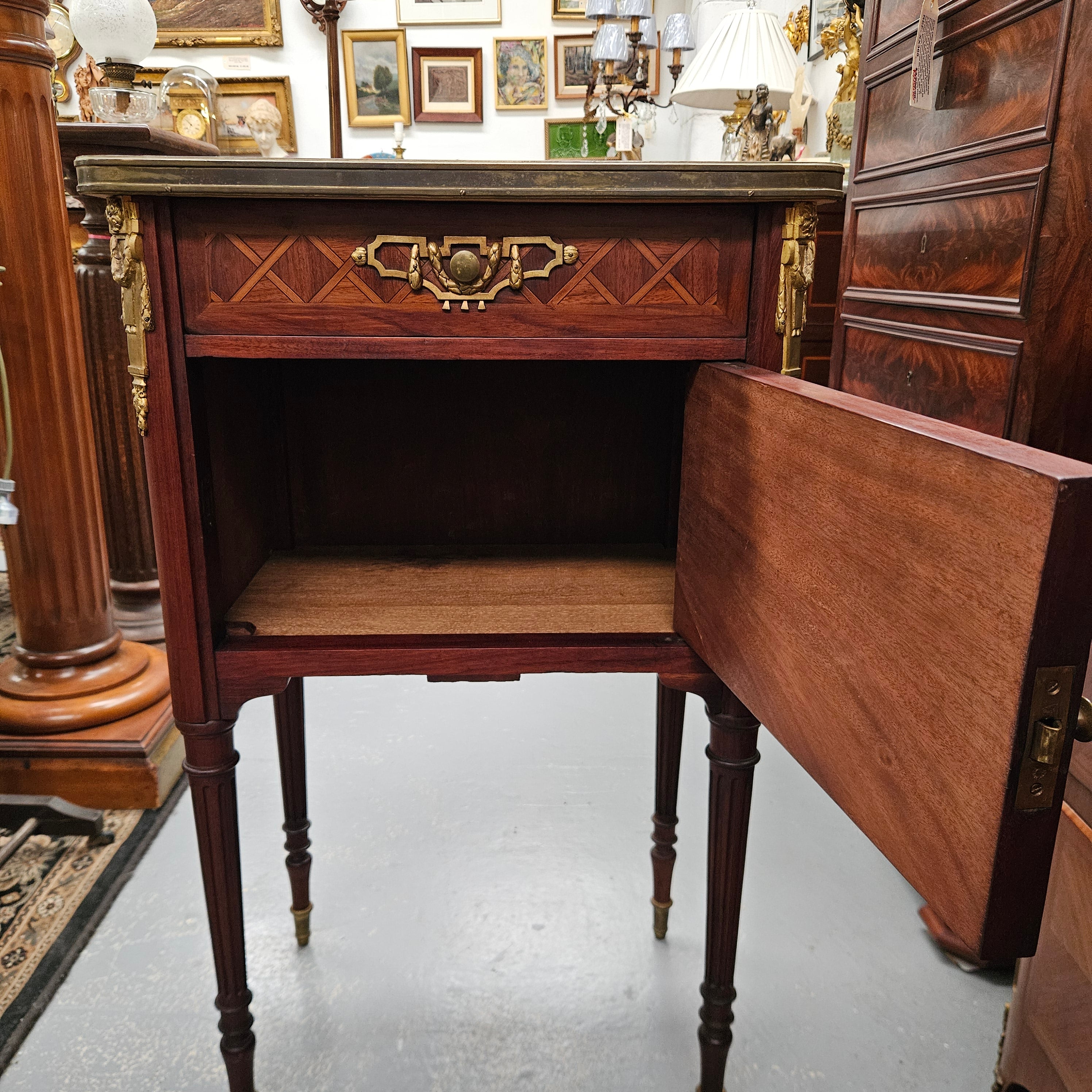 Louis XVIth Style Mahogancy Side Cabinet/Bedside | Antique & Vintage | Moonee Ponds Antiques | Australia Wide Delivery