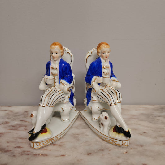 Pair of Vintage Porcelain Bookends