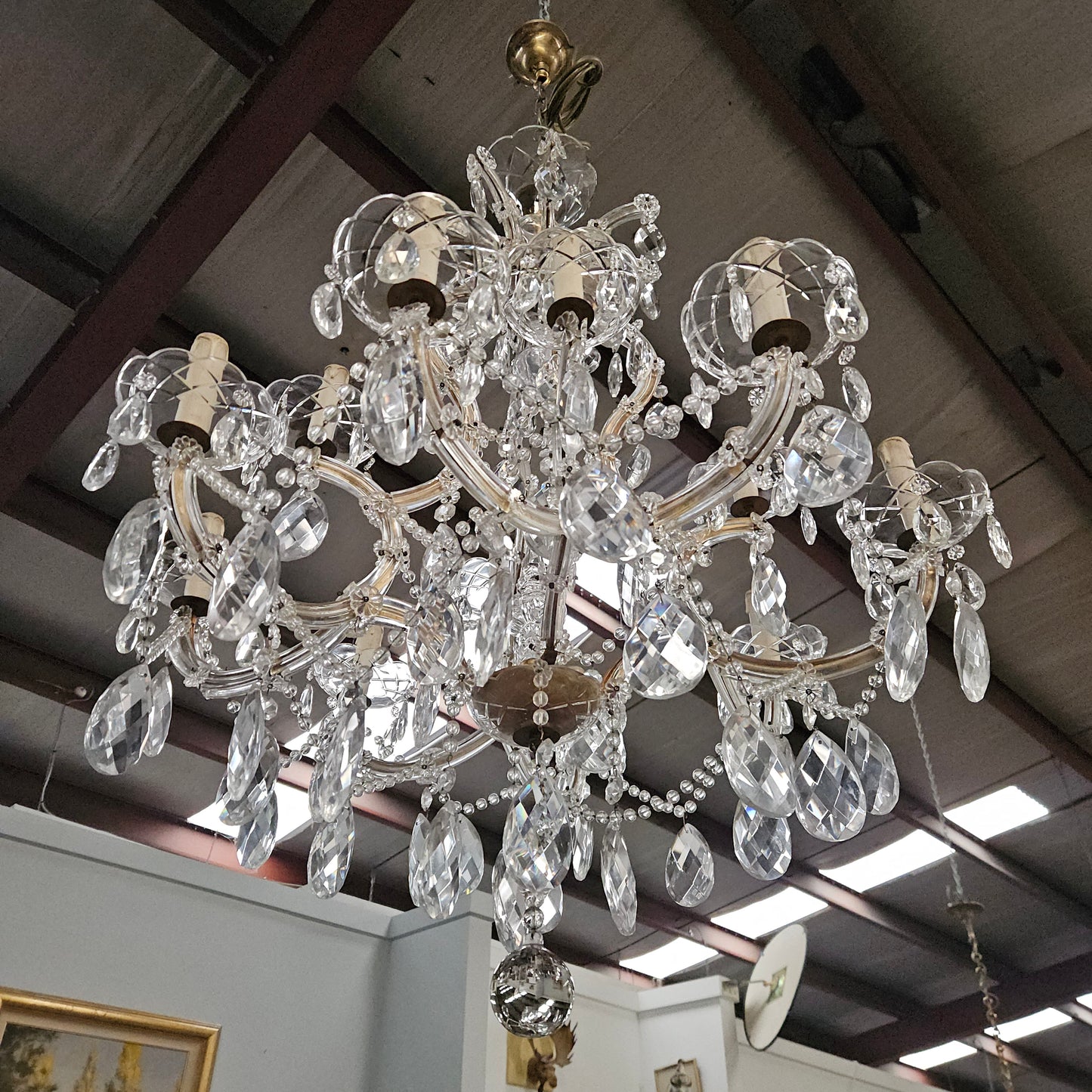 French Parisian Crystal 12 Arm Chandelier