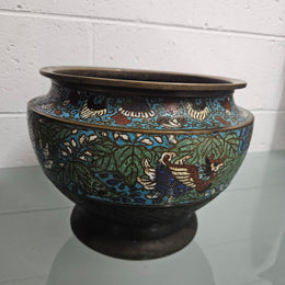 Antique Chinese Bronze & Cloisonne Planter