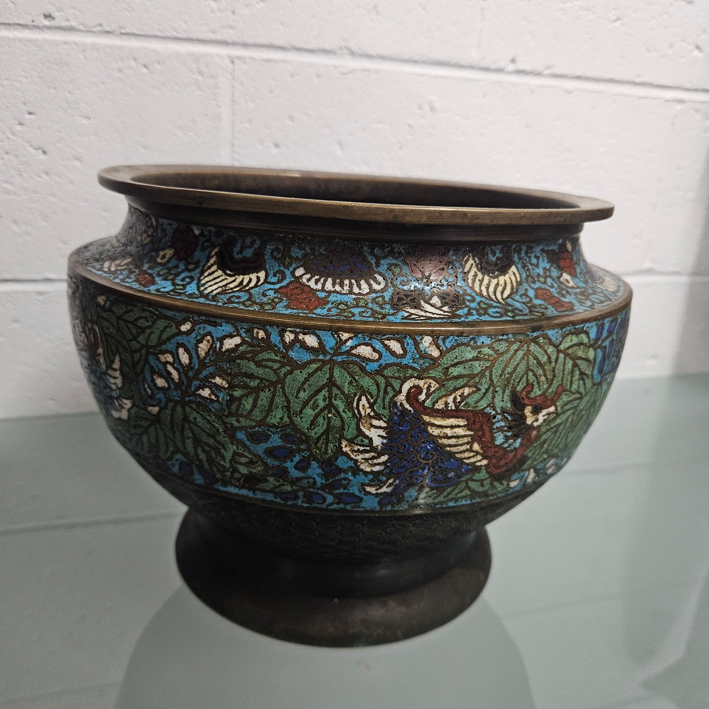 Antique Chinese Bronze & Cloisonne Planter
