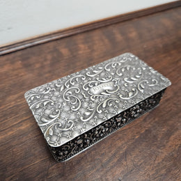 Victorian Silver Plated Filigree Decorated Trinket Box
