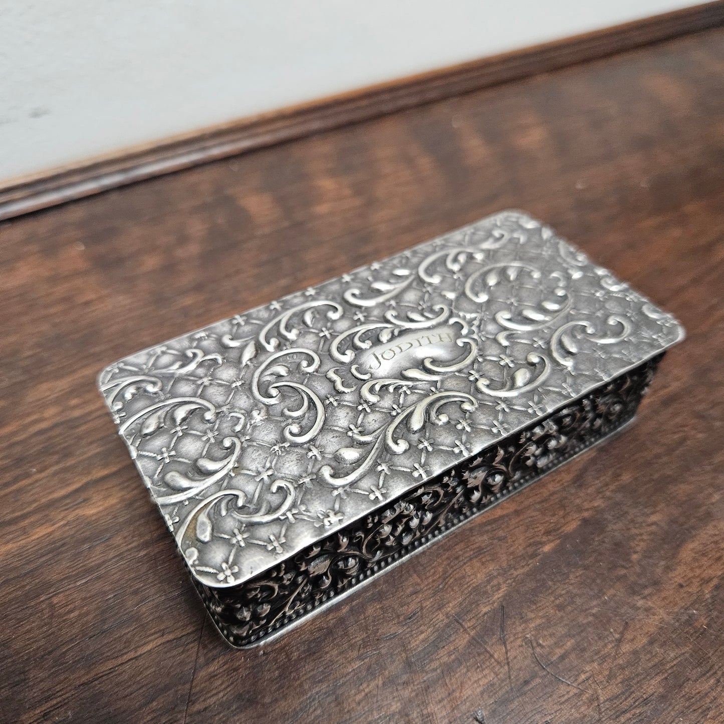 Victorian Silver Plated Filigree Decorated Trinket Box