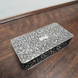 Victorian Silver Plated Filigree Decorated Trinket Box | Antique & Vintage | Moonee Ponds Antiques | Australia Wide Delivery