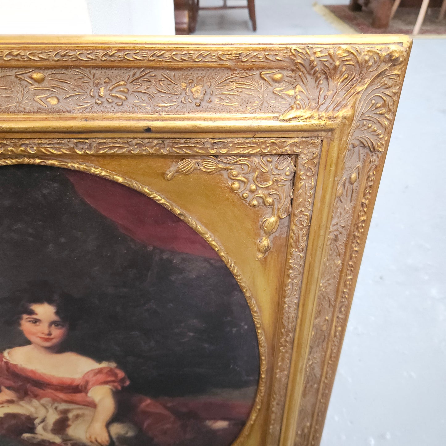 Vintage Gilt Wooden Frame Oleograph Print