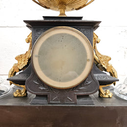 French Desk Clock With Inkwells