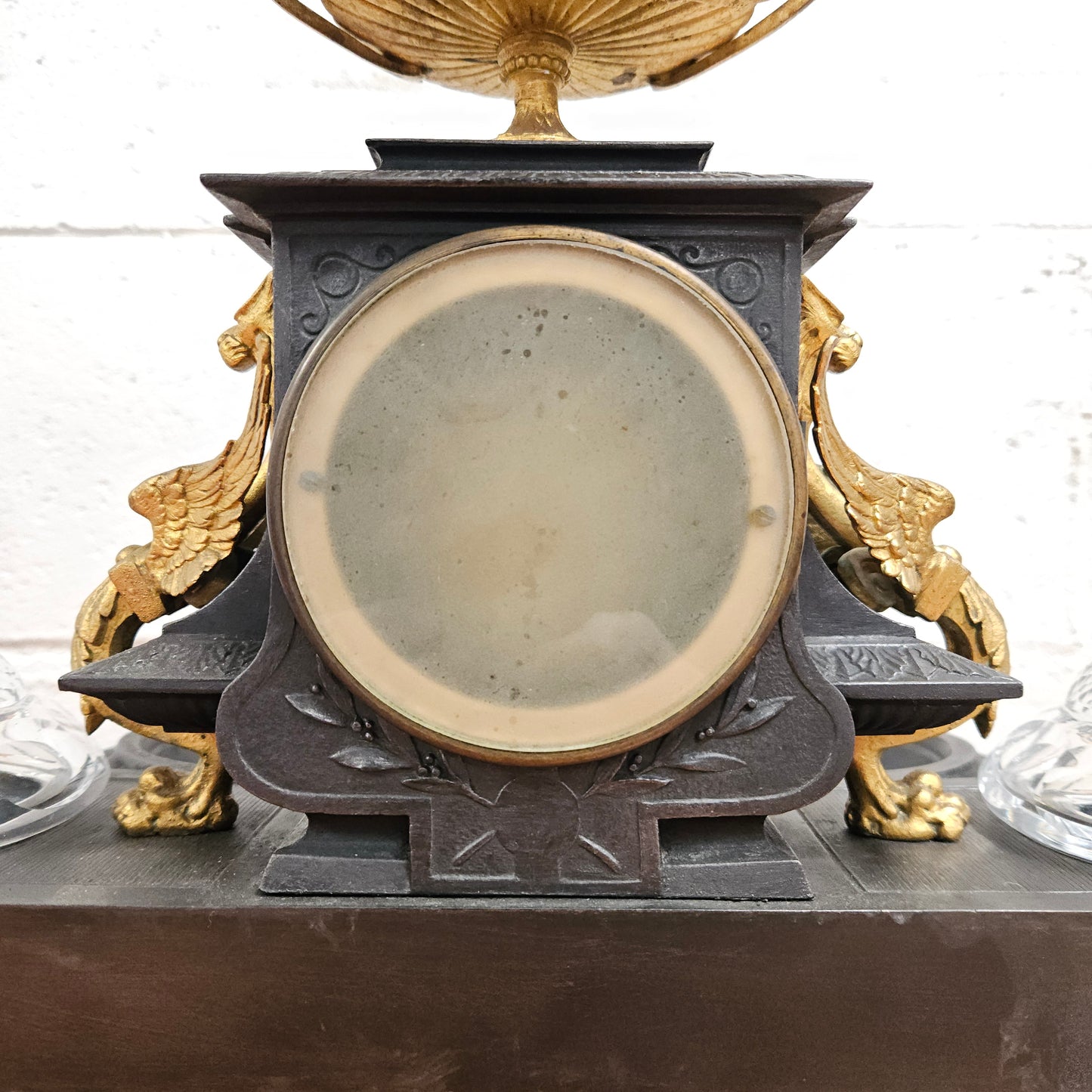 French Desk Clock With Inkwells