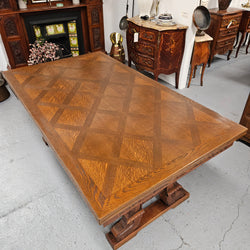 French Oak Spanish Style Parquetry Top Extension Dining Table | Antique & Vintage | Moonee Ponds Antiques | Australia Wide Delivery