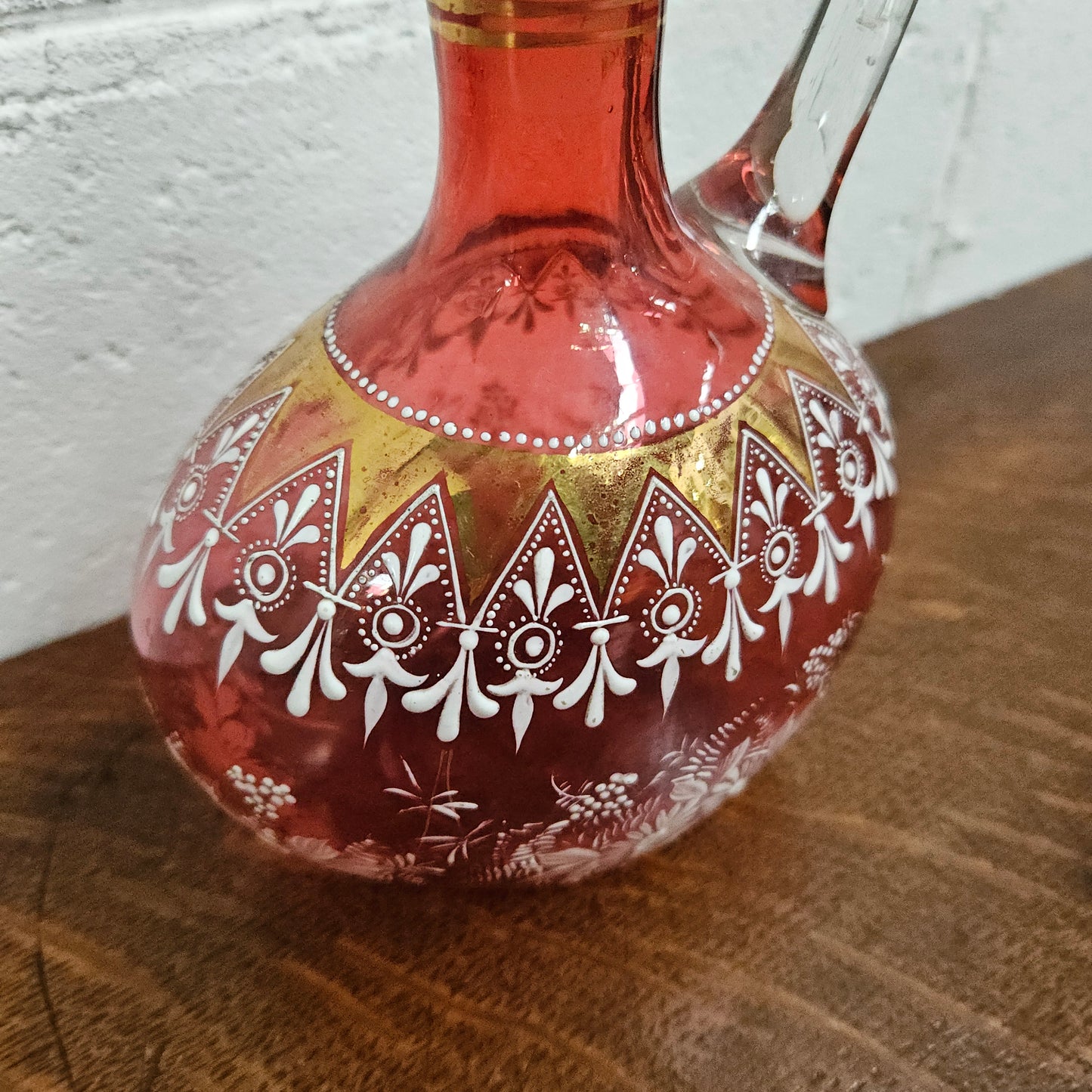 Victorian Ruby & Enamel Glass Decanter