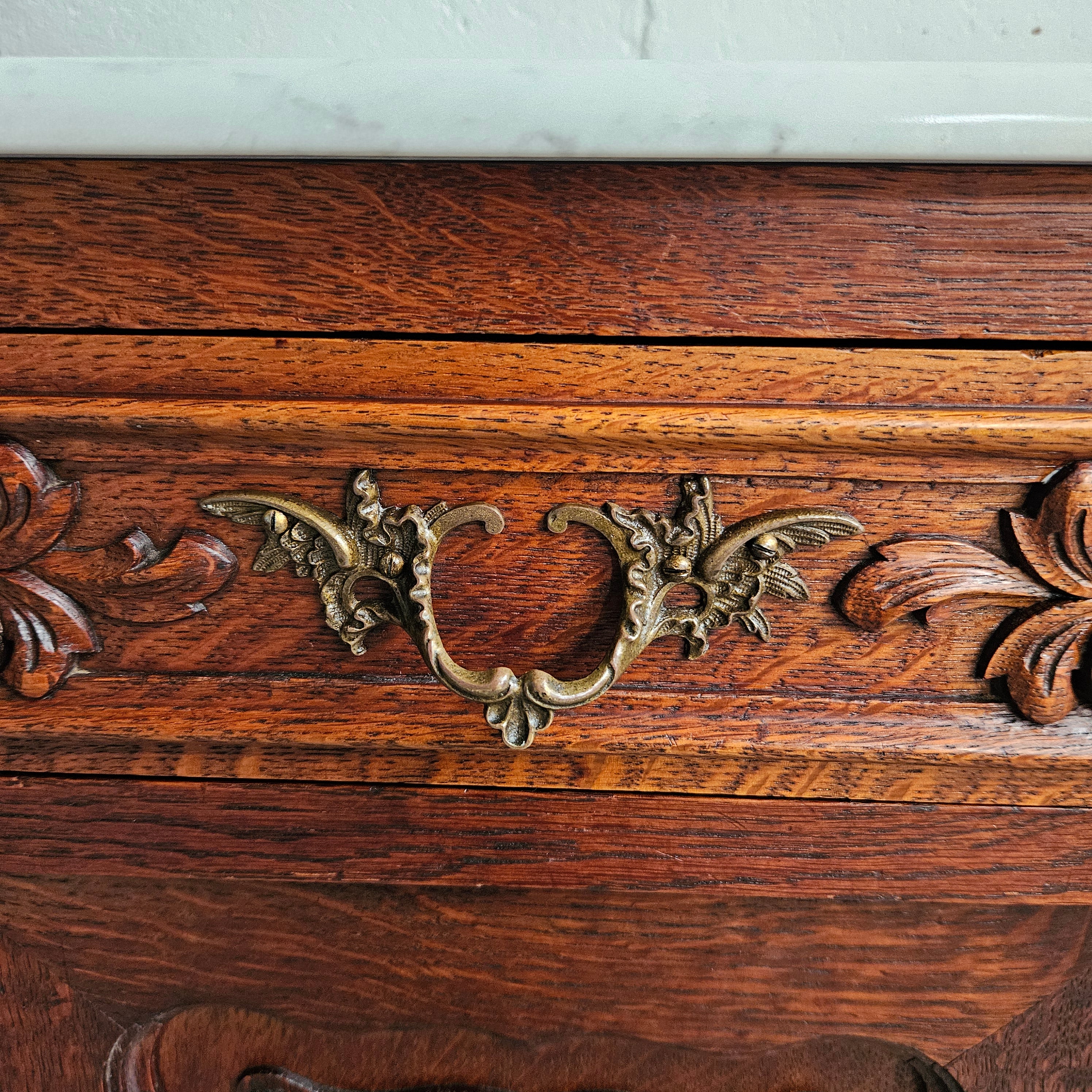 Pair of Louis XV Style White Marble Top Bedside Cabinets | Antique & Vintage | Moonee Ponds Antiques | Australia Wide Delivery