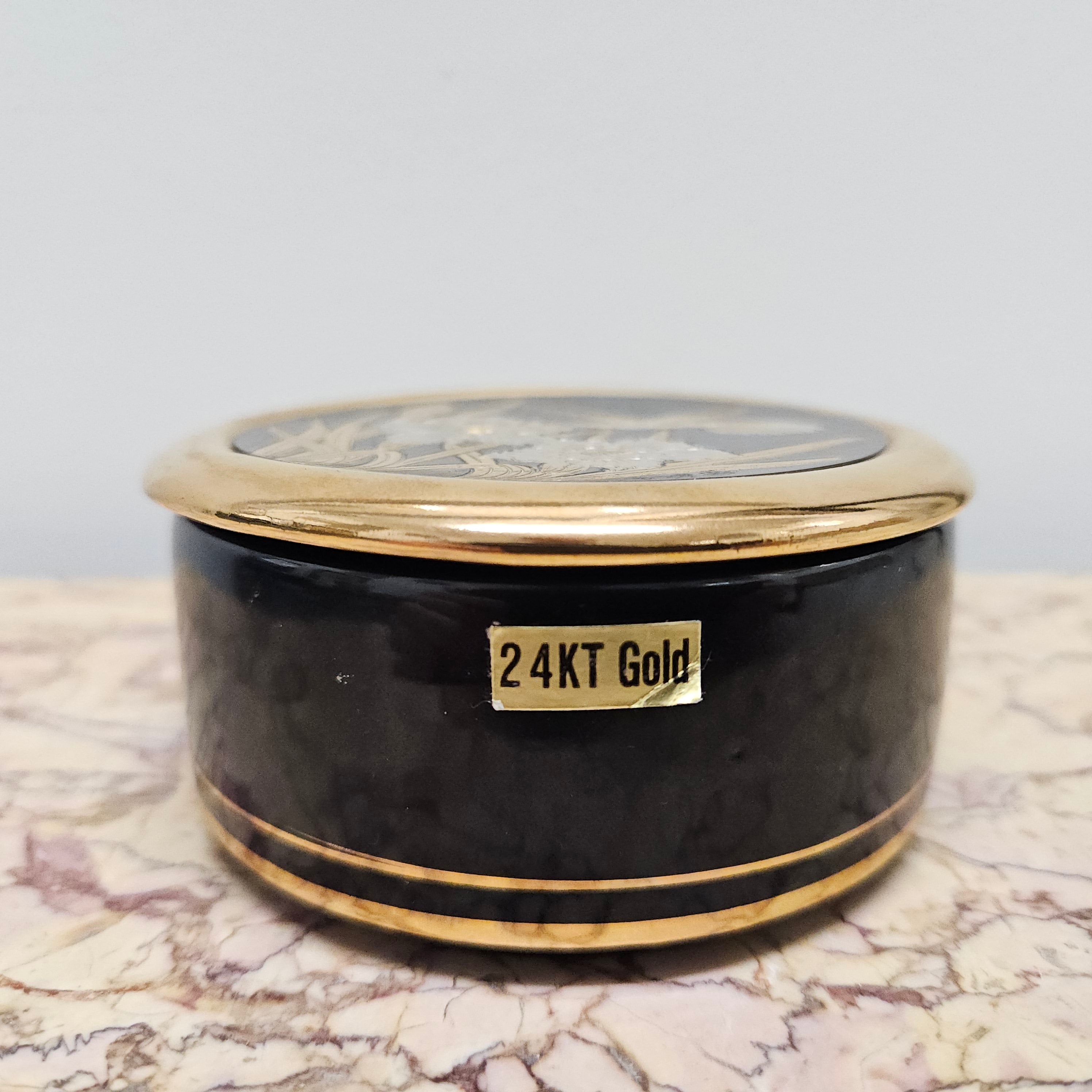 Japanese 'The Art Of Chokin' 24K Gold Edged Engraved Trinket Box