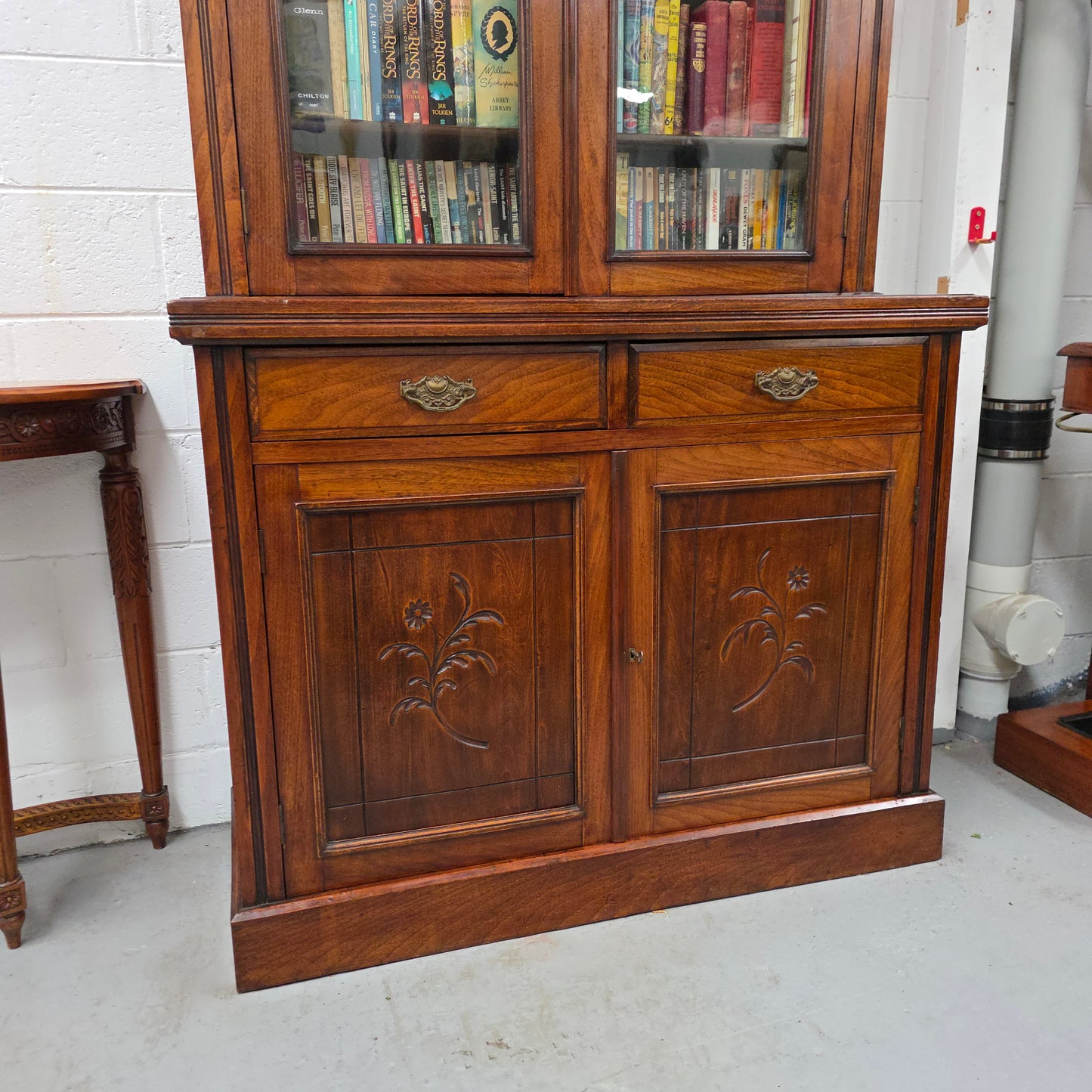 Compact Edwardian Walnut Bookcase,