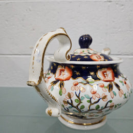 Antique Ridgway Porcelain Hand Painted Gilt & Floral Decorated Teapot Circa 1825