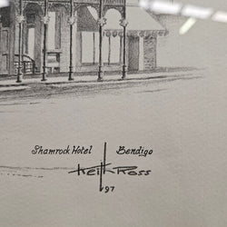 Lithograph by Keith Ross of Shamrock Hotel Bendigo | Antique & Vintage | Moonee Ponds Antiques | Australia Wide Delivery