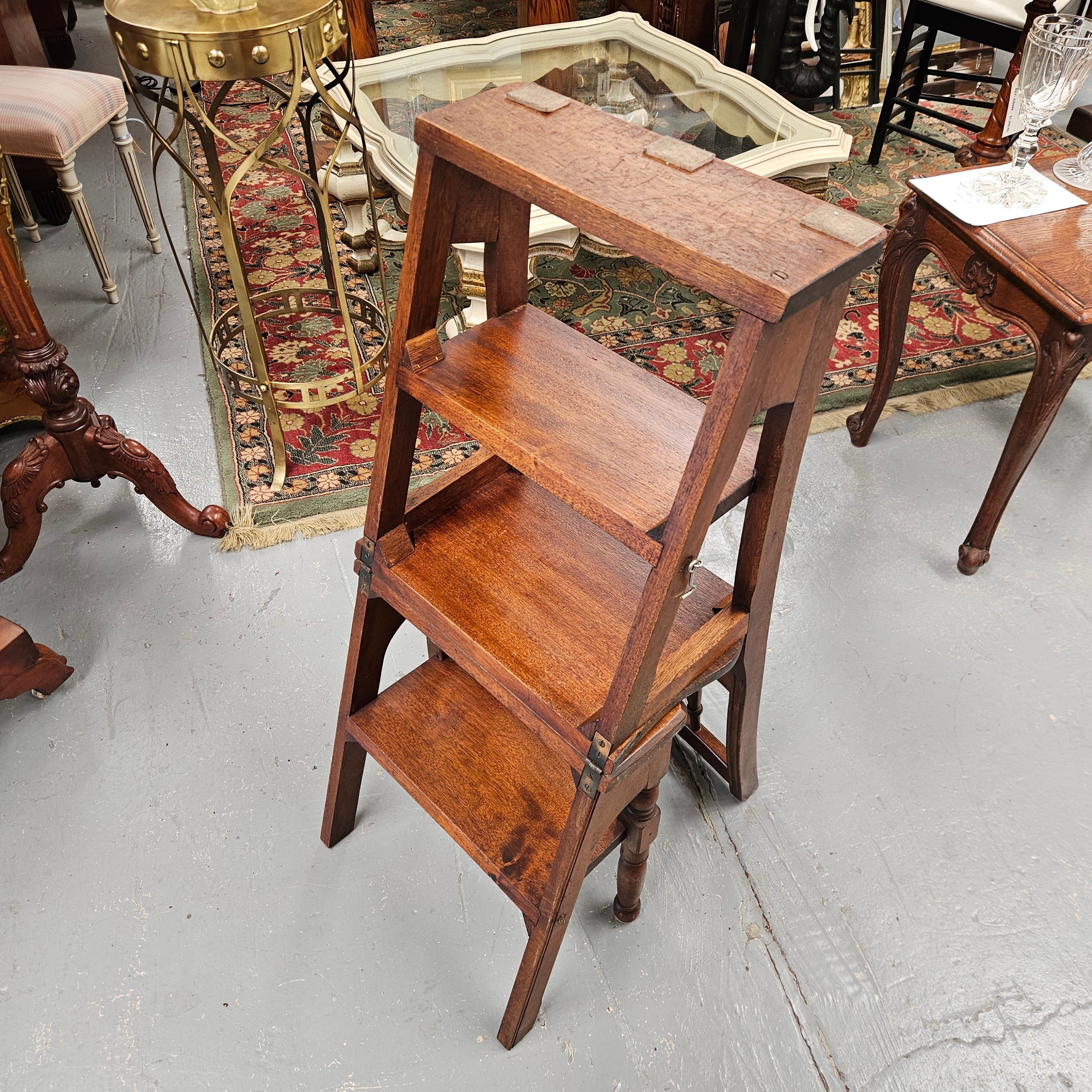 19th Century Mahogany Library Steps/Chair | Antique & Vintage | Moonee Ponds Antiques | Australia Wide Delivery